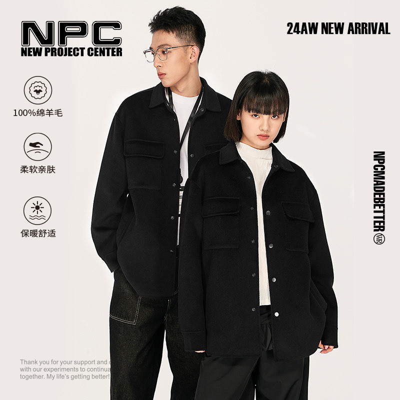 NPC潮牌绵羊毛多口袋衬衫毛呢外套男潮流男士新官方正品假一赔十