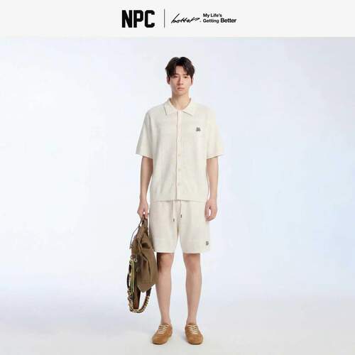 NPC潮牌粘纤混纺镂空针织短袖套装情侣夏季老钱官方正品假一赔十