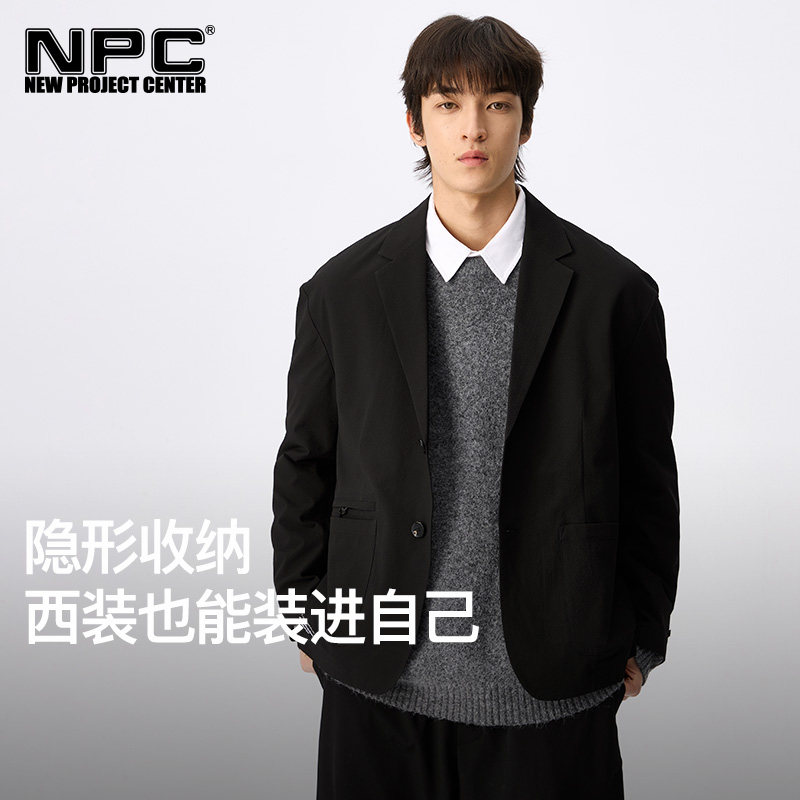 NPC潮牌口袋印花定制泡泡纱西服男外套可收纳官方正品假一赔十