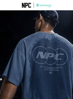 NPC潮牌夏防晒T恤宽松透气遇水印花运动短袖男女官方假一赔十
