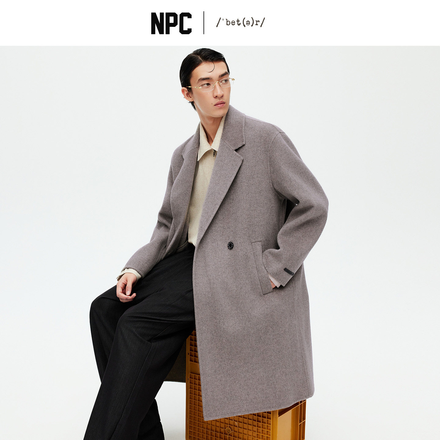 NPC潮牌毛呢大衣轻奢极简羊毛男士外套加厚保暖官方正品假一赔十