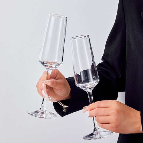 高颜值法式水晶高脚玻璃香槟酒杯