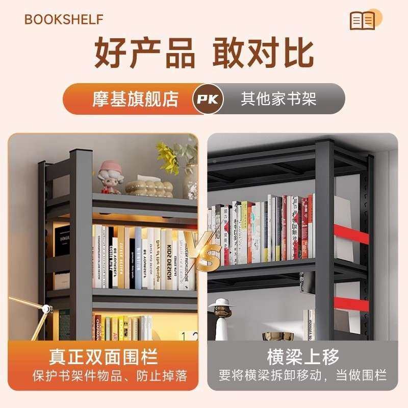 网红家用钢架书架制多层书柜货架收纳物角钢简易落地一储体靠02墙,住宅家具,书架,淘宝优惠券,粉丝福利购,淘宝优惠卷