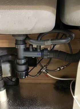 件通用洗池碗池槽排10018321配水管道三通防套臭下槽下全装下水单