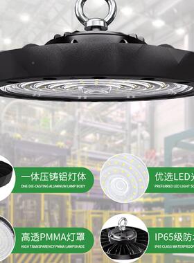 】【严选跨境ledu防150W水fo工矿灯天棚仓库灯车间厂房照明飞JXA