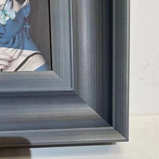 现法式古20240613挂画深灰色现实感中装风饰画代大气小挂画纯实木