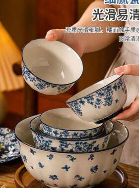 硕青花瓷碟套装碗盘子菜盘陶瓷碗家用新F5M8HH8J款高釉颜值下彩餐