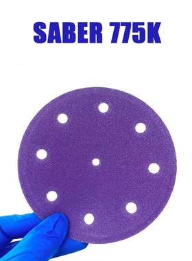 SABER775K陶瓷薄膜紫砂5寸9孔干磨湿磨植绒自粘打磨汽车原子灰