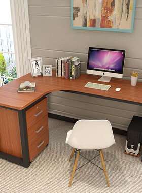 转角桌椅组合台钢木脑办YR-21公桌现代L型电桌家用学生写书字现代