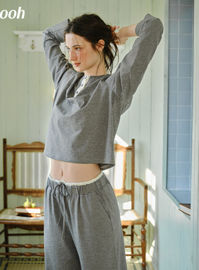 Chyooh池攸匹马棉亨利分体式套装家居服女款可外穿睡衣