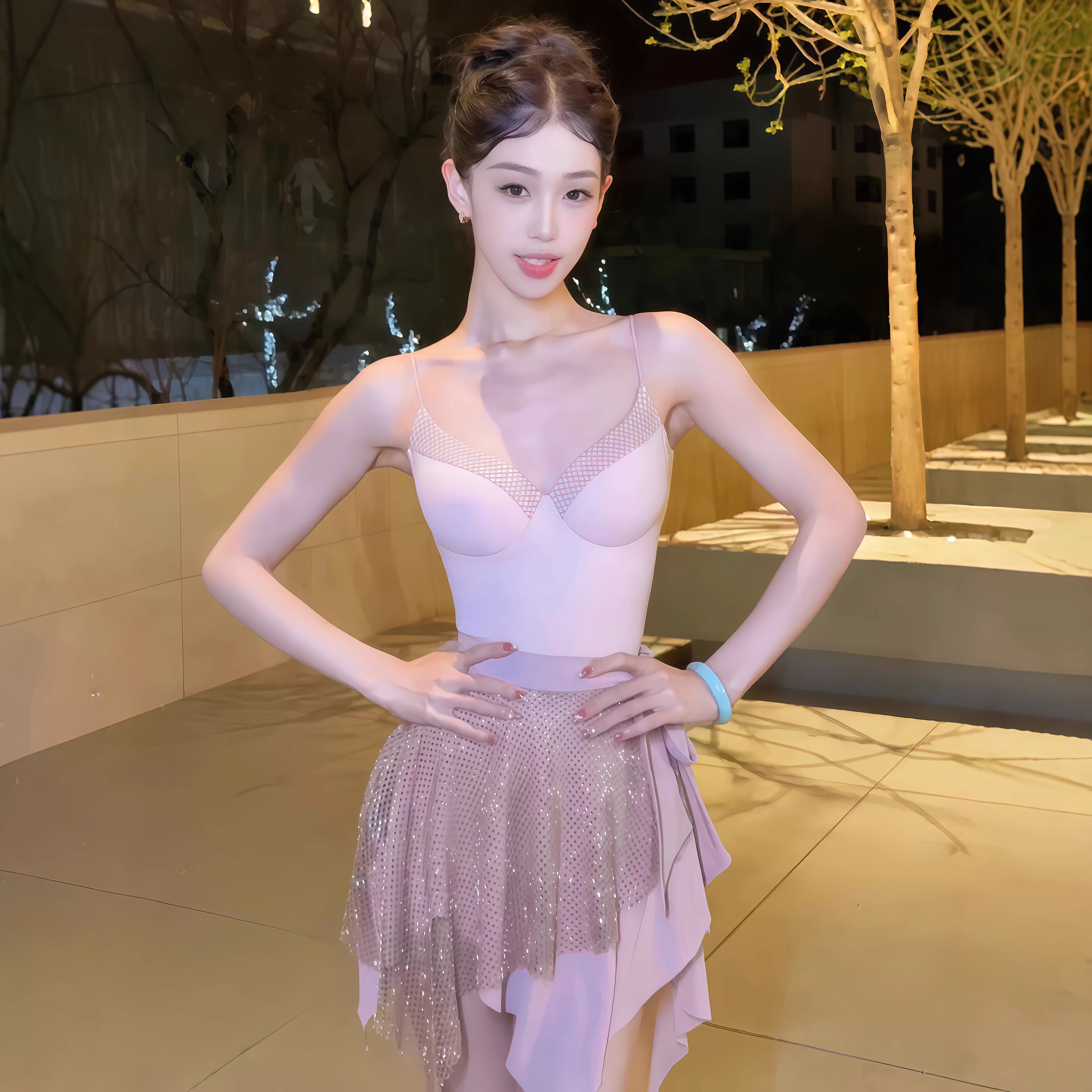 春季新款拉丁舞服成人女表演演出服吊带连体上衣系带半身裙钻裙