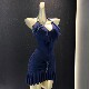 2026新款 拉丁舞服女成人藏蓝色挂脖连衣裙高级感舞蹈服拉丁舞裙