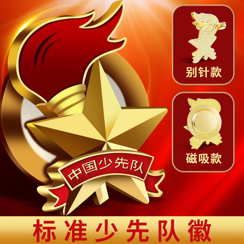标准款少先队队徽小学生少先队员校徽正版少年别针磁性磁铁磁扣
