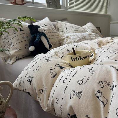 A类83811XYX全棉磨毛花四套舍秋冬新品全棉宿吸湿透气小清印新不