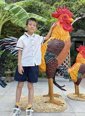 户花园1620-162大型地摆件仿真大鸡雕外塑农家乐庭院装公落饰门店