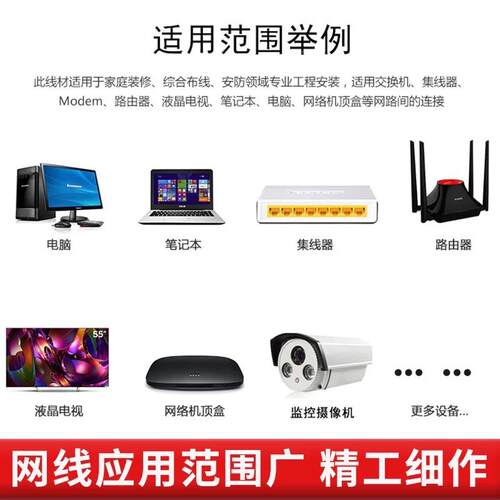 脑网线室家OAQ用超五类类千兆外高速电六宽带8芯网络监控双绞线