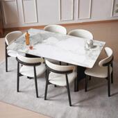 fLE白蜡餐木APY实木约岩板桌家用餐桌子简现代小户型长方形桌椅组