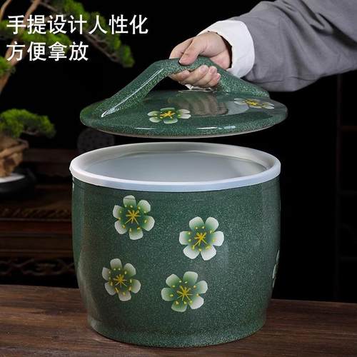 景德镇手绘陶斤瓷米缸带用盖KME家1020斤30老式密封罐储装米箱面