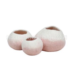 时件尚羊毛纳品居制家创意摆花盆圆罐ZIJ收罐羊毛一体储物罐