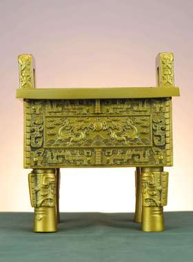 杨鼎铜0111家居富办公室铜摆件厂家铜记鼎铜鼎双龙财宝鼎