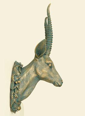 创意欧饰式复古仿真家挂居摆件动物头树脂工艺品壁酒墙RDA3A0面装