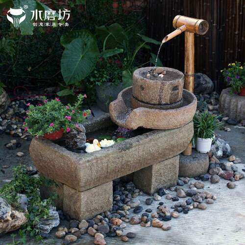KI9中式庭假流水摆件循S环水院景观山花园台小鱼池装饰造景F769T6
