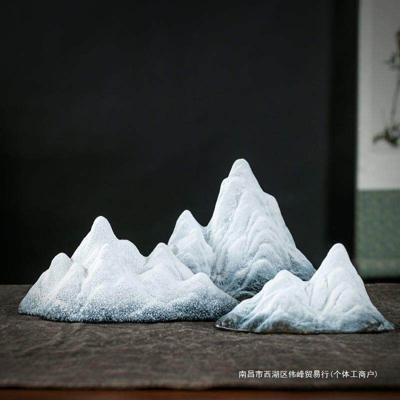 鱼缸装饰品假景山摆件创意微新景小观雪山园艺盆造景禅NSN意中式