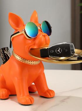 简约609代创意进门玄关钥匙狗收纳法现斗托厅盘摆件轻奢高档客装