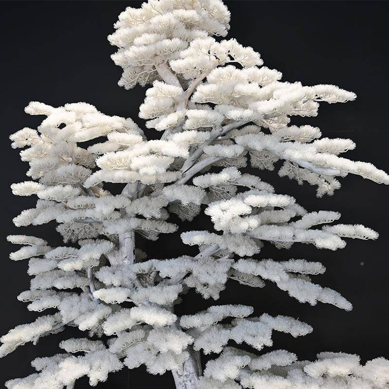 雪仿真松树白色松迎客松中玄橱窗造白色松树景装饰关枯木假树大式