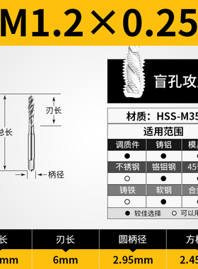 机用丝锥m10丝攻m12螺纹m1.4攻牙开牙功丝工具m6钻孔m16攻丝钻头