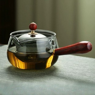大容量煮茶 家用耐高温侧把逍遥壶泡茶壶x旋转小青柑玻璃茶具套装