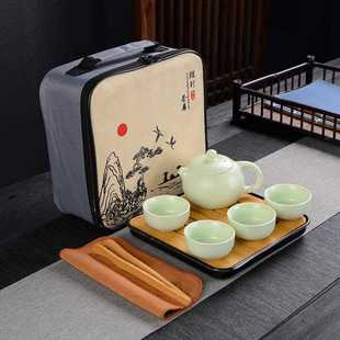 新款 功夫茶具一壶四杯陶瓷商务礼品 直销旅行茶具套装 西施壶便携式