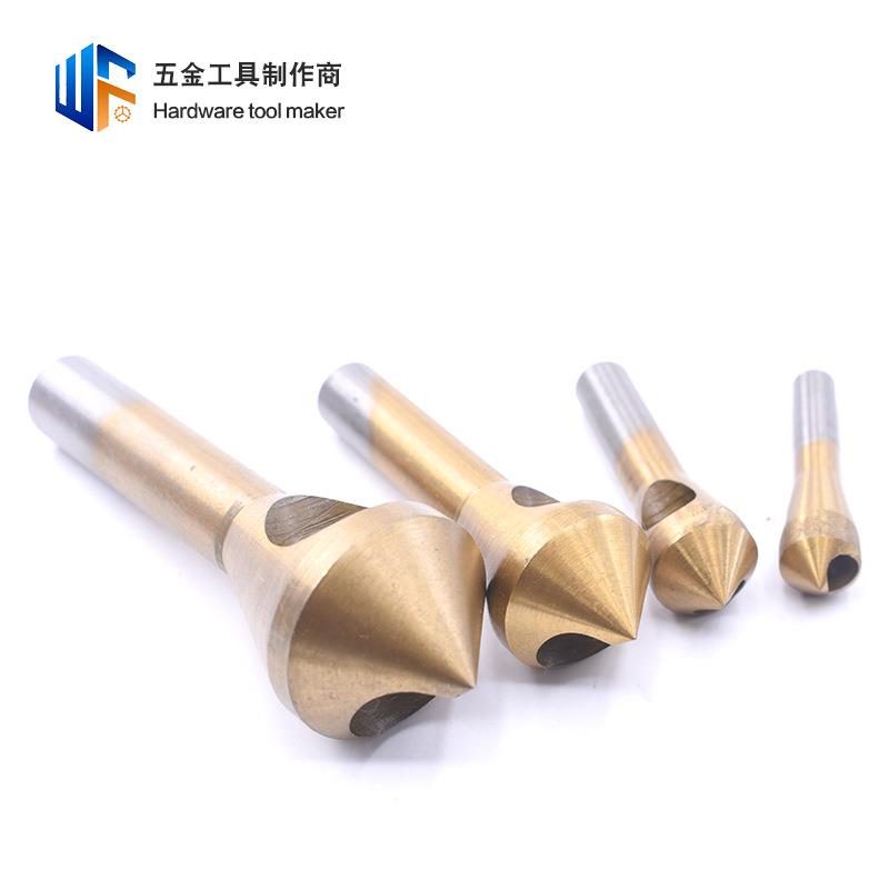 新款直销斜孔倒角器手电钻扩孔金属去毛刺工具圆柄锪钻头套装高速