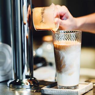 直销新款蜂巢纹冰咖啡杯拿铁咖啡杯拉花咖啡杯ins玻璃杯裂纹冰咖