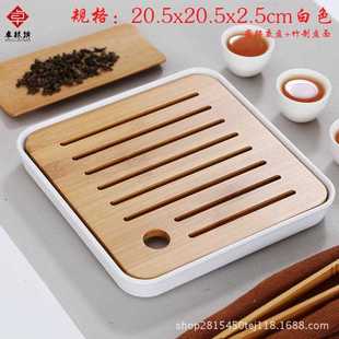 直销日式 新款 简约干泡茶盘密胺竹制小茶台旅行茶具酒店干泡茶台托