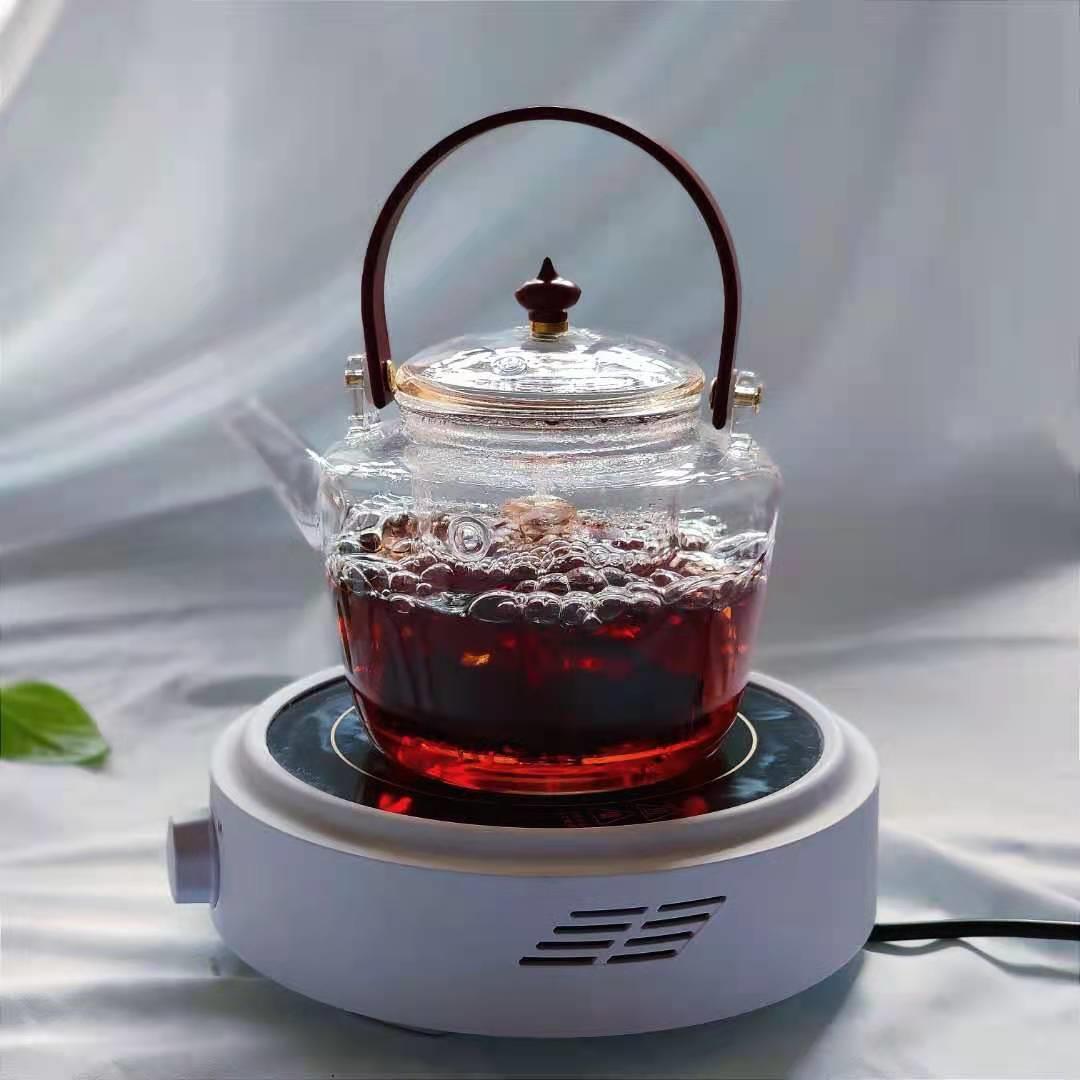 直销新款高硼硅耐热玻璃禅道壶竹把玻璃提梁壶蒸煮两用玻璃泡茶壶