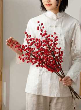 直销新款婚庆冬青发财果INS风仿真花家居装饰跨境假花MW65508