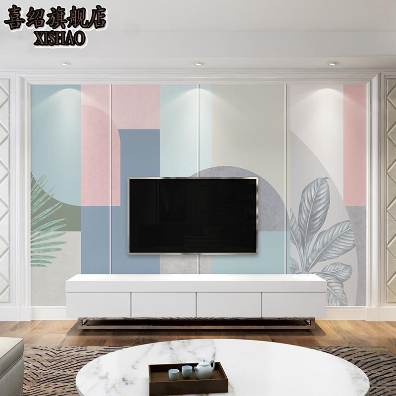 新款直销2022电视背景墙壁纸现代简约8D立体客厅壁画北欧几何抽象