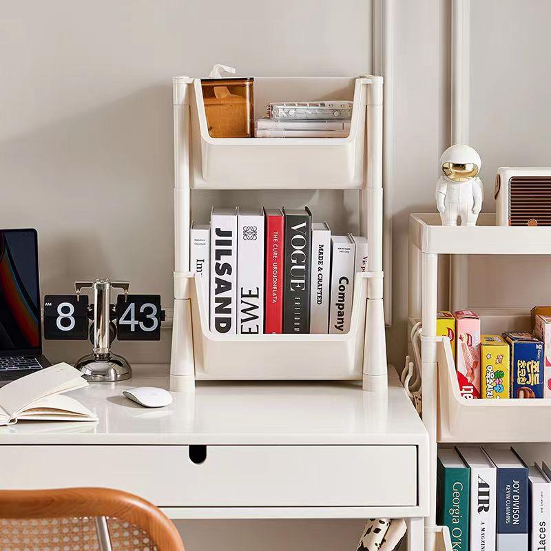 新款直销简易可移动书架落地小推车置物架可爱宿舍多层书柜儿童桌