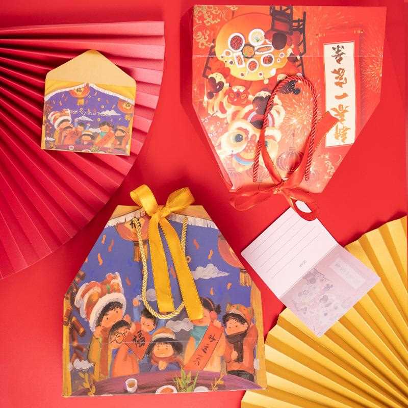 新款直销新春新年礼品袋礼物袋好运来年货包装礼品纸袋结婚伴手礼