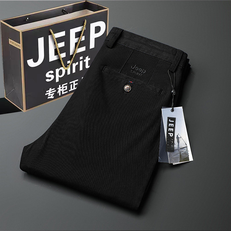 吉普专柜秋冬季休闲裤男新款商务宽松纯棉大码免烫西裤弹力长裤子