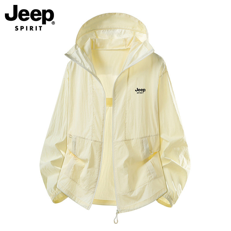 JEEP SPIRIT防晒衣男款户外防紫外线轻薄连帽夏季皮肤衣冰丝外套