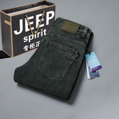 新款 纯棉灯芯绒休闲裤 男修身 吉普专柜2026春季 直筒中年弹力长裤 子