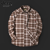 宽松大码 吉普专柜2026春季 休闲格纹衬衣外套 衬衫 男款 新款 格子长袖