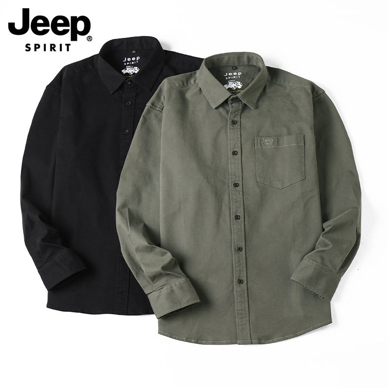 JEEP吉普春季新款工装怀旧复古衬衫男款宽松纯棉潮流休闲户外衬衣