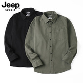 新款 工装 怀旧复古衬衫 JEEP吉普春季 男款 宽松纯棉潮流休闲户外衬衣