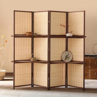 可置物隔板屏风松木楠竹编简约家居酒店办公室可移动折叠屏风
