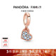 Pandora潘多拉奥莱浅蓝色倾斜 心密镶吊坠串珠礼物