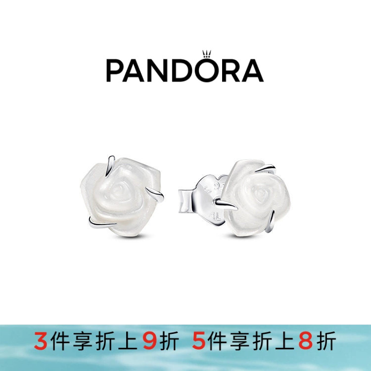 Pandora潘多拉奥莱雪映玫瑰耳钉花朵造型优雅气质小众礼物