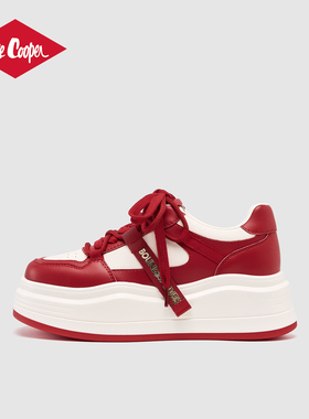 Lee Cooper【新春系列】板鞋女2026真皮厚底内增高女鞋休闲小白鞋